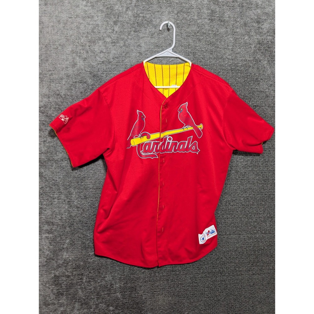 Majestic St Louis Cardinals Mark McGwire 25 Reversible Jersey Red Yellow Mens L